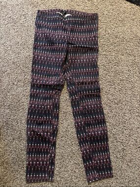 H&M Black Leggings with Red Pattern